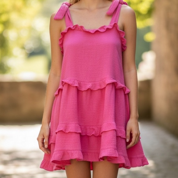 Altar'd State Dresses & Skirts - Altar'd State Pink Ruffle Tiered Sundress